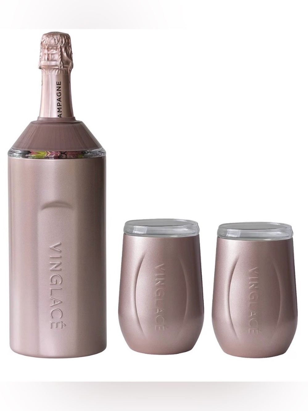 Vinglacé Wine Bottle Chiller Gift Set in rose gold - New in Box